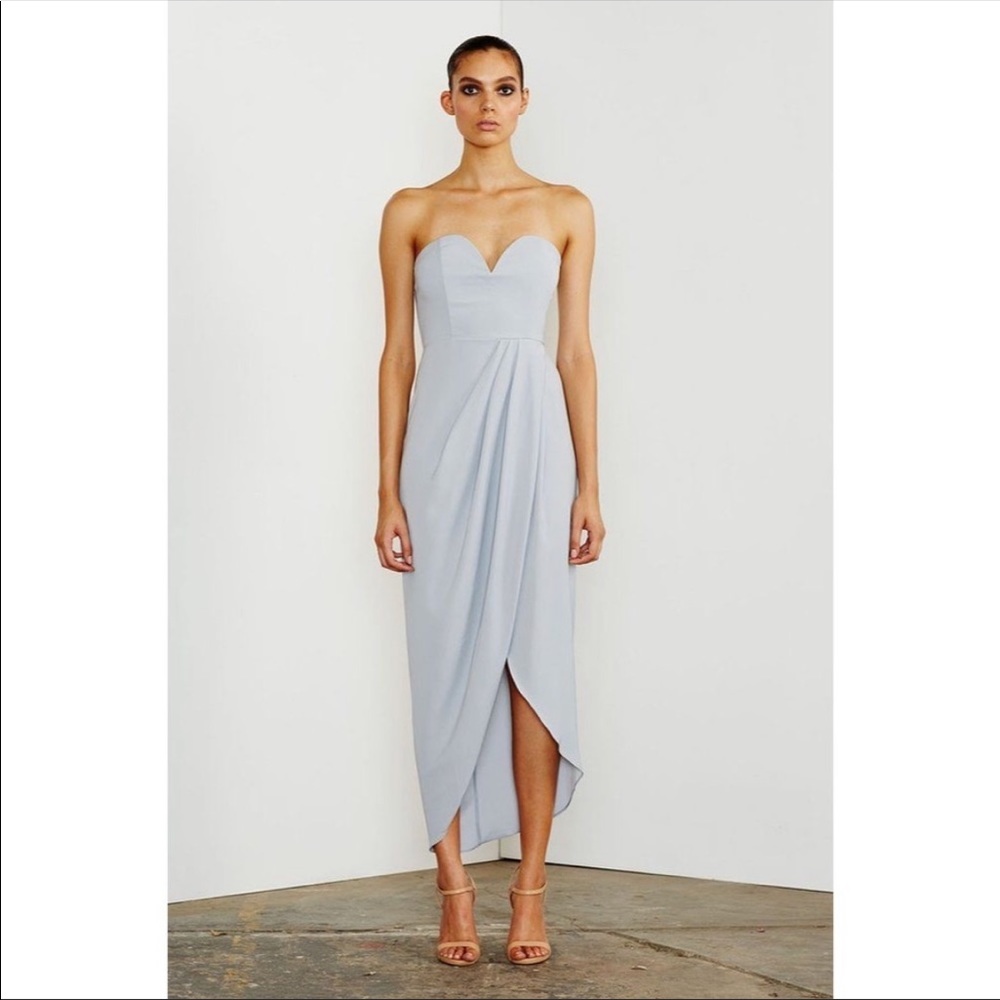 Shona Joy Core U Bustier Draped Dress Powder Blue